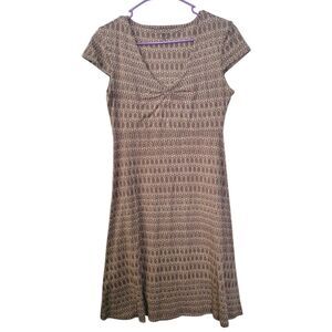 Toad & Co Rosemarie Brown Cream Geometric Print Dress Organic Cotton Size Small